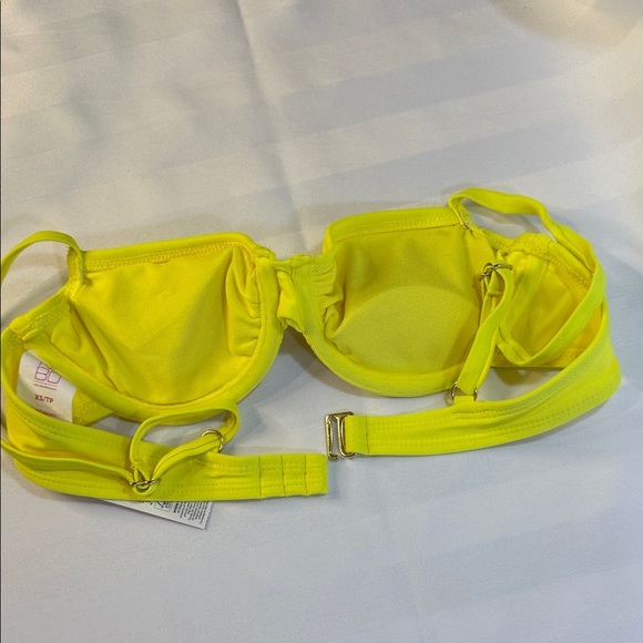 No Boundaries 2 Piece Bikini, Yellow top, High Cut Floral Neon Accents Bottoms - Picture 3 of 9